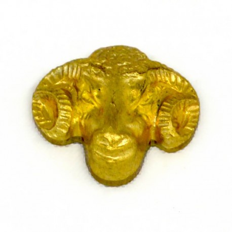 Small Sculptural Ram's Head Stamping - Solid Brass