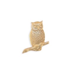 Small Owl on Branch Brass...